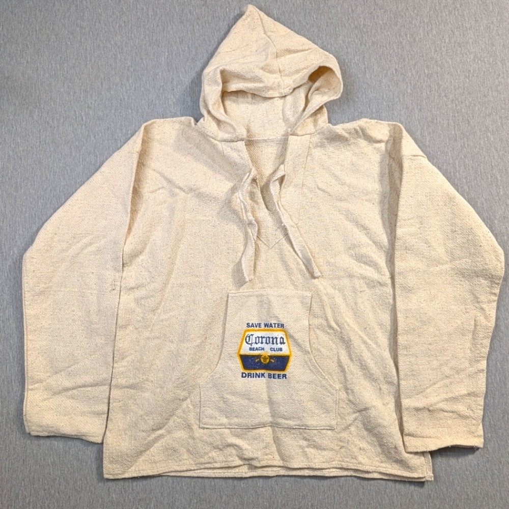 Senor Frog's Mexico Hoodie Adult Large-XL Cream Burlap Limited Edition Rare